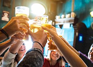 People celebrating having drinks